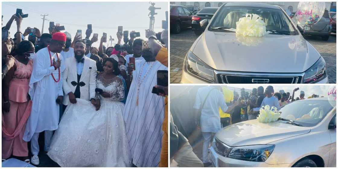 Sweet Moment Comedian Arole and Wife Were Suprised with Brand New Car Gift at their White Wedding Ceremony Sweet Moment Comedian Arole and Wife Were Suprised with Brand New Car Gift at their White Wedding Ceremony