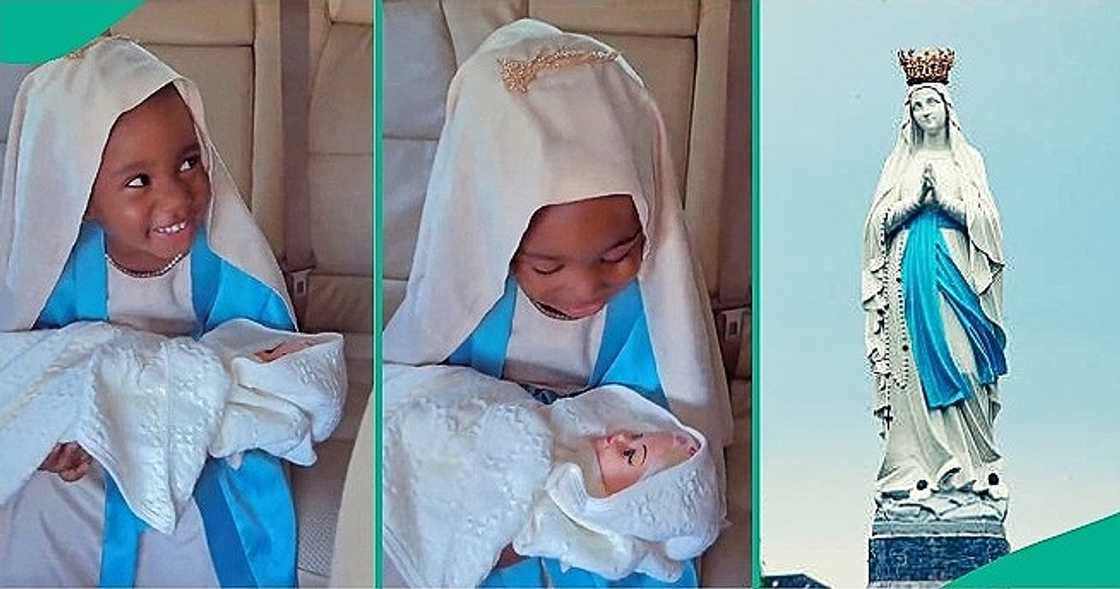 Cute little girl dresses like Mary Cute little girl dresses like Mary