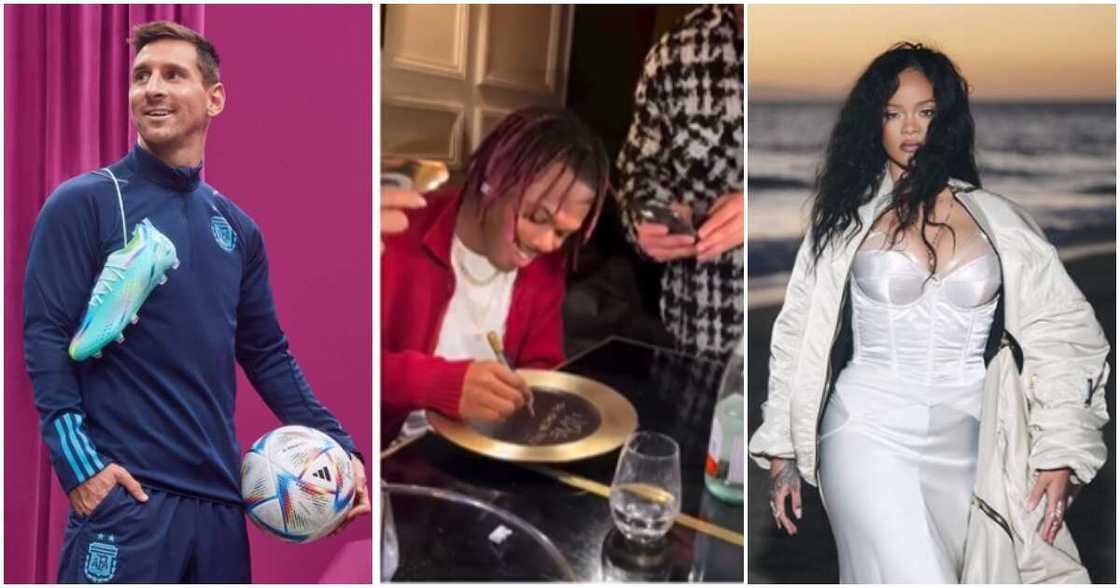 Photos of Leo Messi, CKay and Rihanna Photos of Leo Messi, CKay and Rihanna