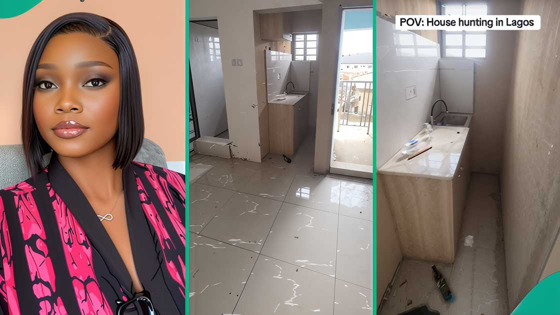A lady who went house hunting shows the Yaba apartment that an agent took her to A lady who went house hunting shows the Yaba apartment that an agent took her to