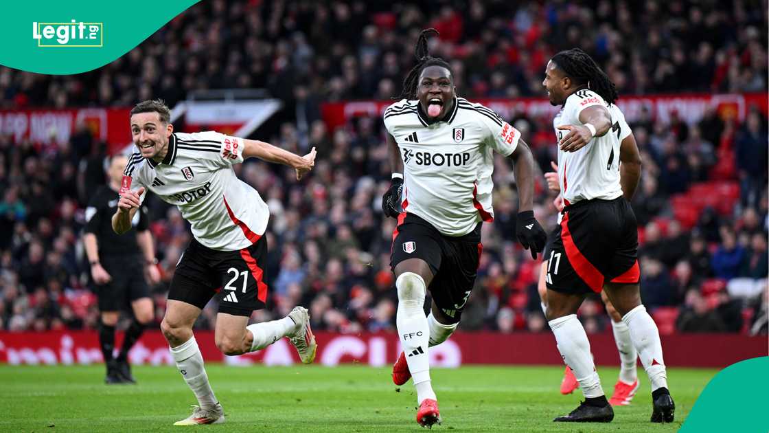 Calvin Bassey celebrates scoring against Manchester United at Old Trafford. Photo by Justin Setterfield Calvin Bassey celebrates scoring against Manchester United at Old Trafford. Photo by Justin Setterfield