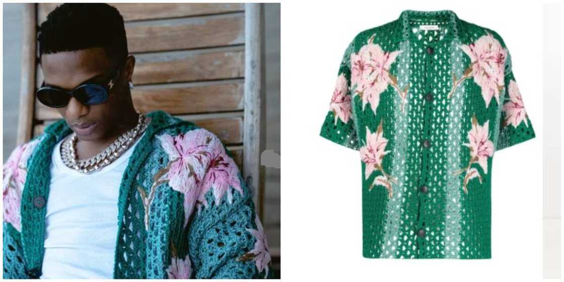 Photos of Wizkid and the designer shirt. Photos of Wizkid and the designer shirt.