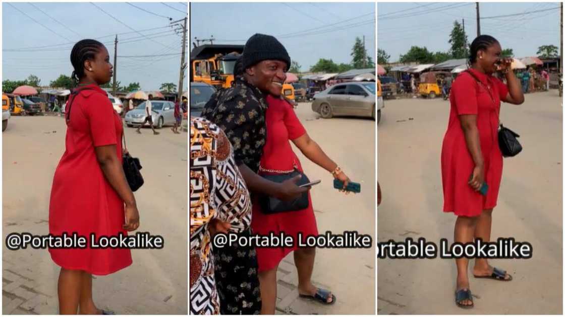 Portable lookalike in Nigeria/lady hugged singer. Portable lookalike in Nigeria/lady hugged singer.