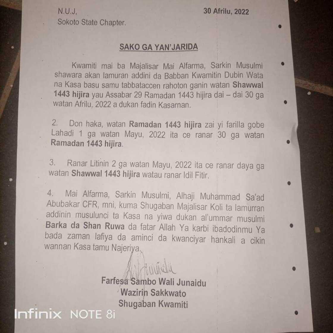 Da dumi-dumi: Ba'a ga jinjirin wata ba a Najeriya, za'a cika 30 ras: Sarkin Musulmi Da dumi-dumi: Ba'a ga jinjirin wata ba a Najeriya, za'a cika 30 ras: Sarkin Musulmi