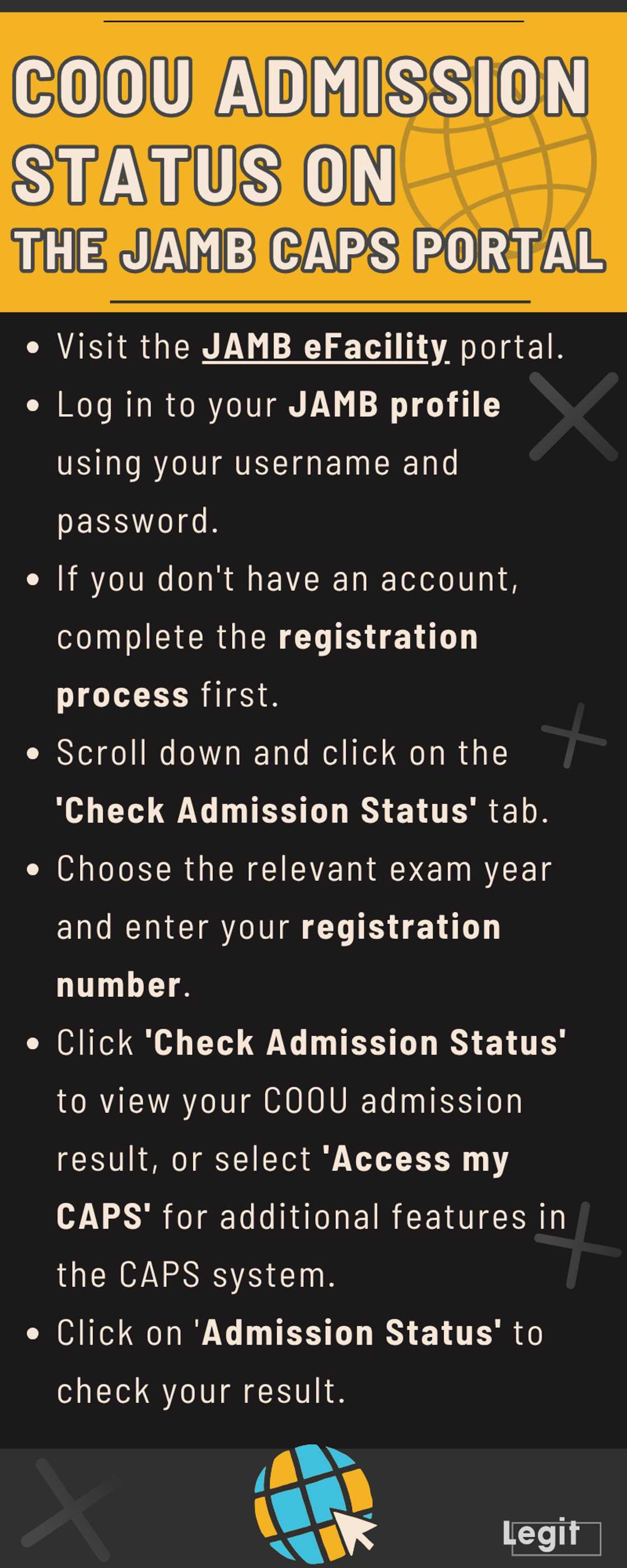 How to check COOU admission status on the JAMB CAPS portal How to check COOU admission status on the JAMB CAPS portal