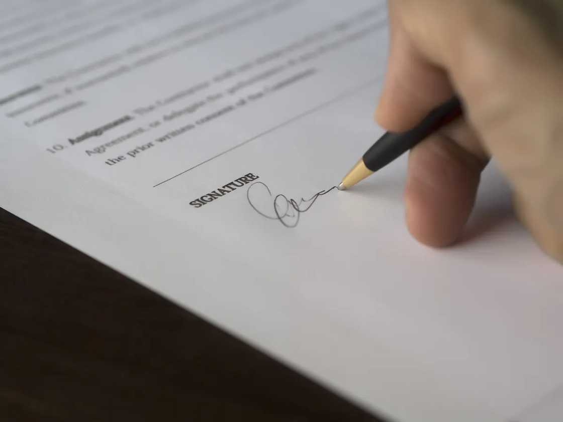 Signing a document Signing a document
