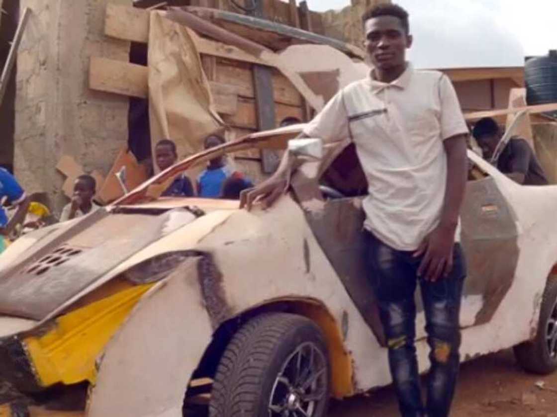 Video of talented young boy who built car out of scrap metals with his bare hands, drives it around town