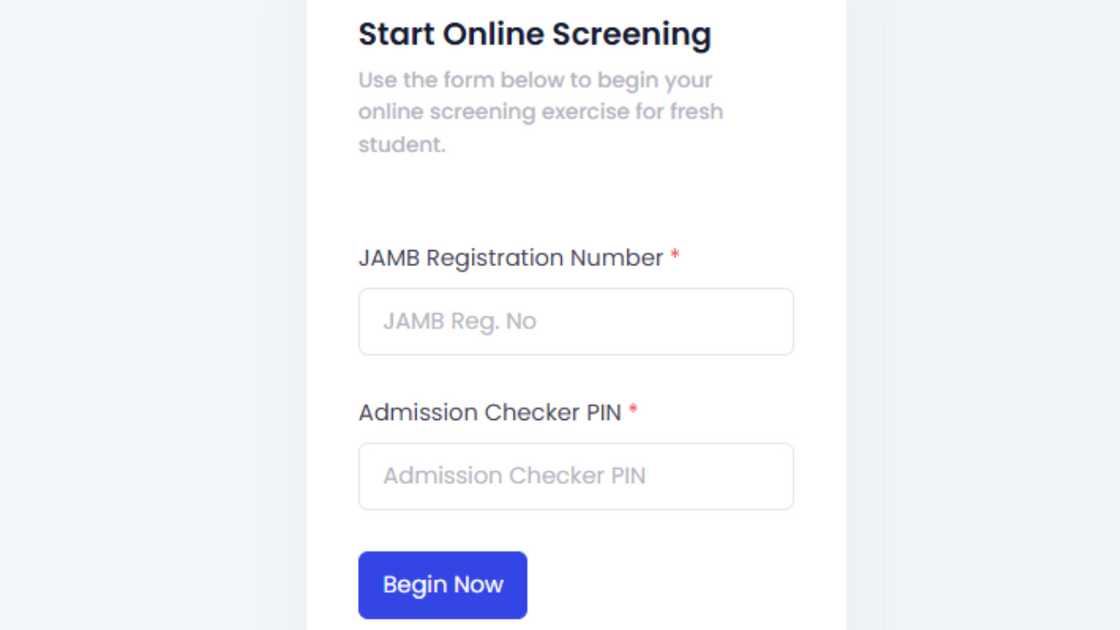 UNICAL online screening process.