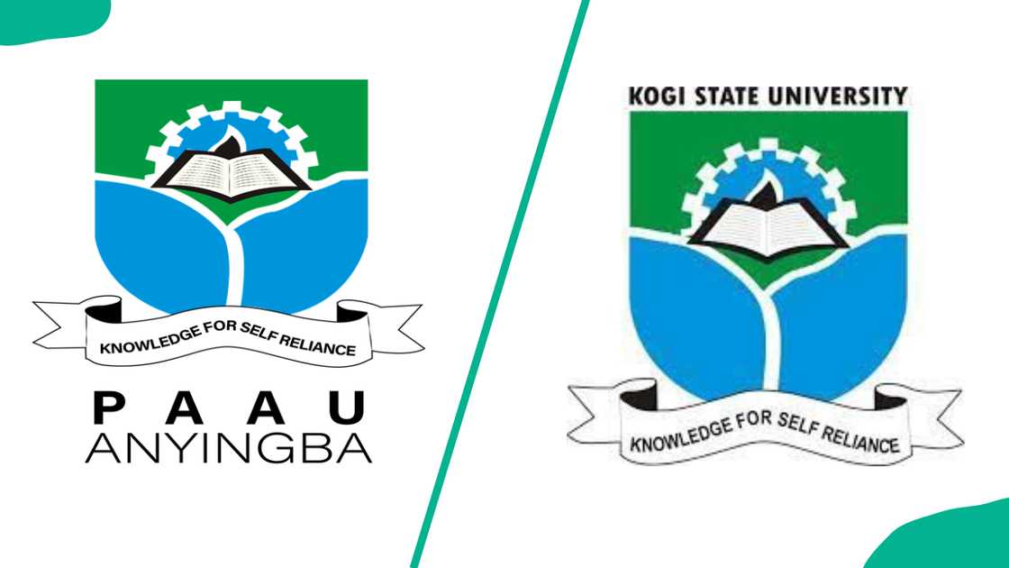 The current and former Prince Abubakar Audu University logos