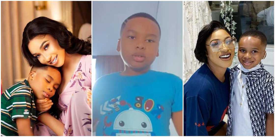 Tonto Dikeh and son King Andre, Tonto's son prays for her on birthday, Tonto and son King Andre Tonto Dikeh and son King Andre, Tonto's son prays for her on birthday, Tonto and son King Andre