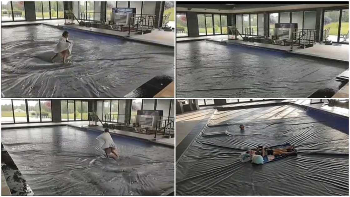 Safety measure for home pool/father covered their family's pool.