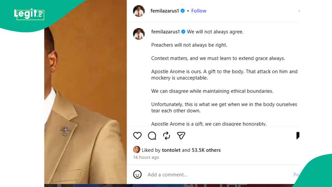 Tonto Dikeh reacts to Femi Lazarus’ response to Apostle Arome’s controversial sermon