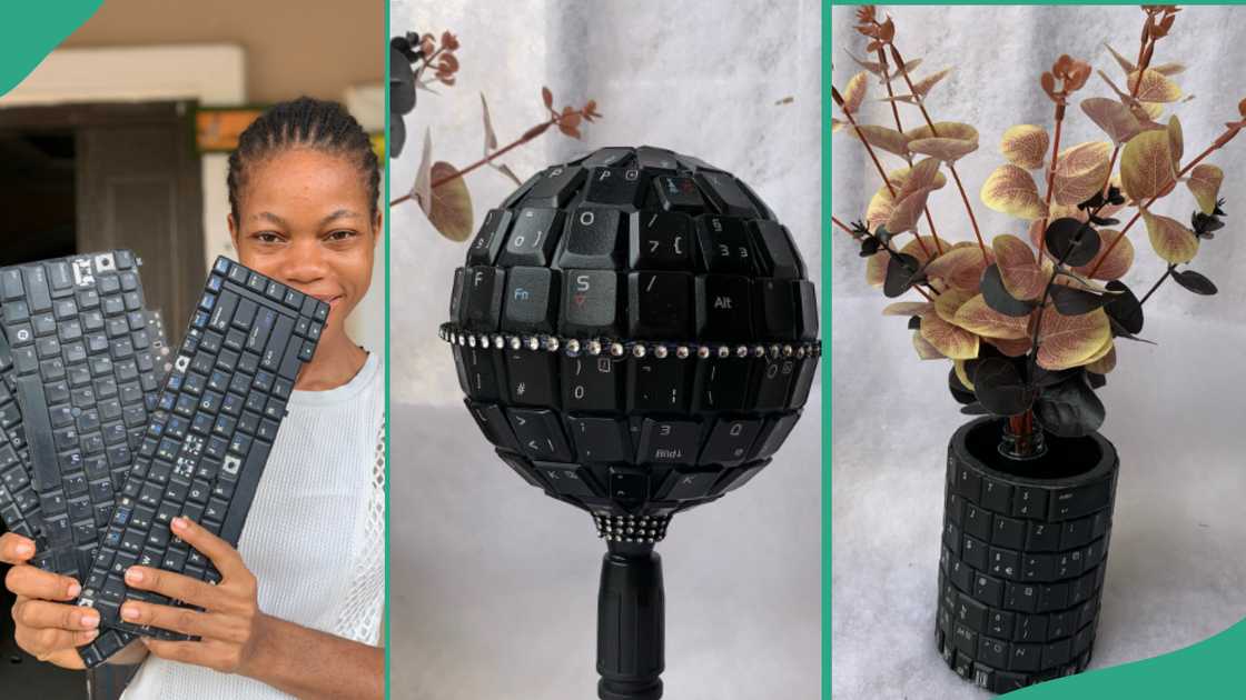 Creative Nigerian lady who transforms trash to valuable items.