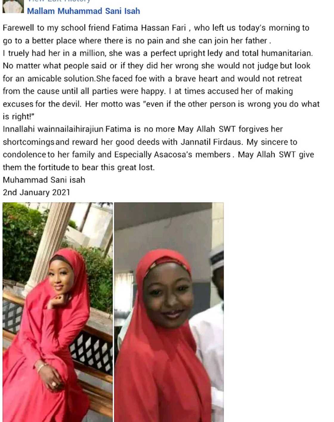 Kyakyawar amarya ta rasu ana saura sa'o'i 3 a ɗaura aurenta a Katsina Kyakyawar amarya ta rasu ana saura sa'o'i 3 a ɗaura aurenta a Katsina