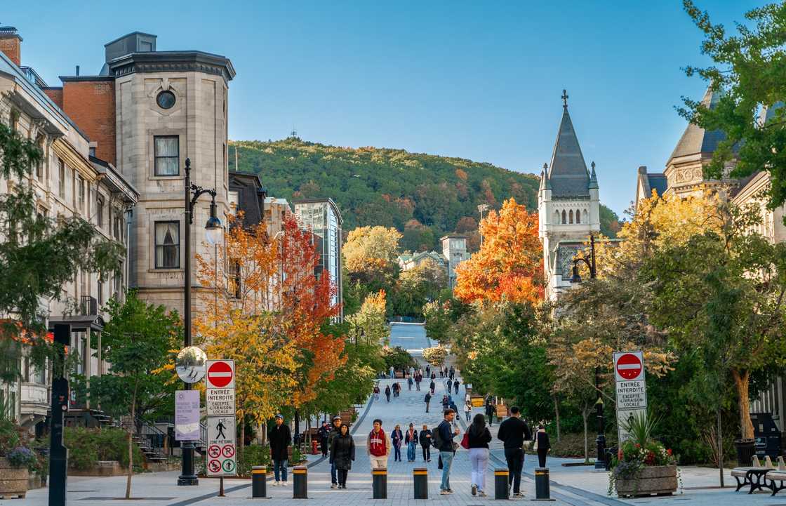 The entrance to McGill University campus in Montreal, Quebec, Canada
