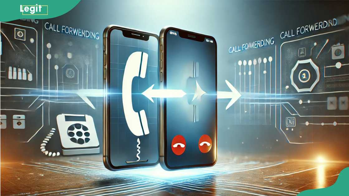 Two phones with a call forwarding feature displayed on them Two phones with a call forwarding feature displayed on them