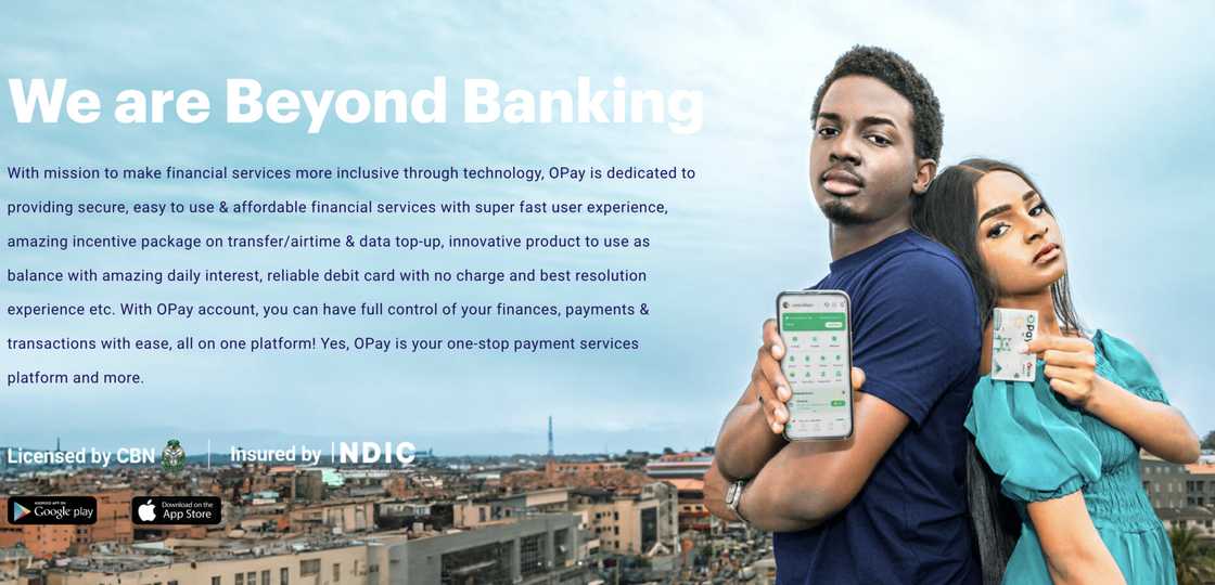 A screenshot showcasing the Opay Bank page. A screenshot showcasing the Opay Bank page.