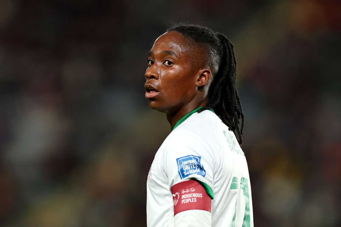 Barbra Banda of Zambia at Eden Park in Auckland New Zealand. Barbra Banda of Zambia at Eden Park in Auckland New Zealand.