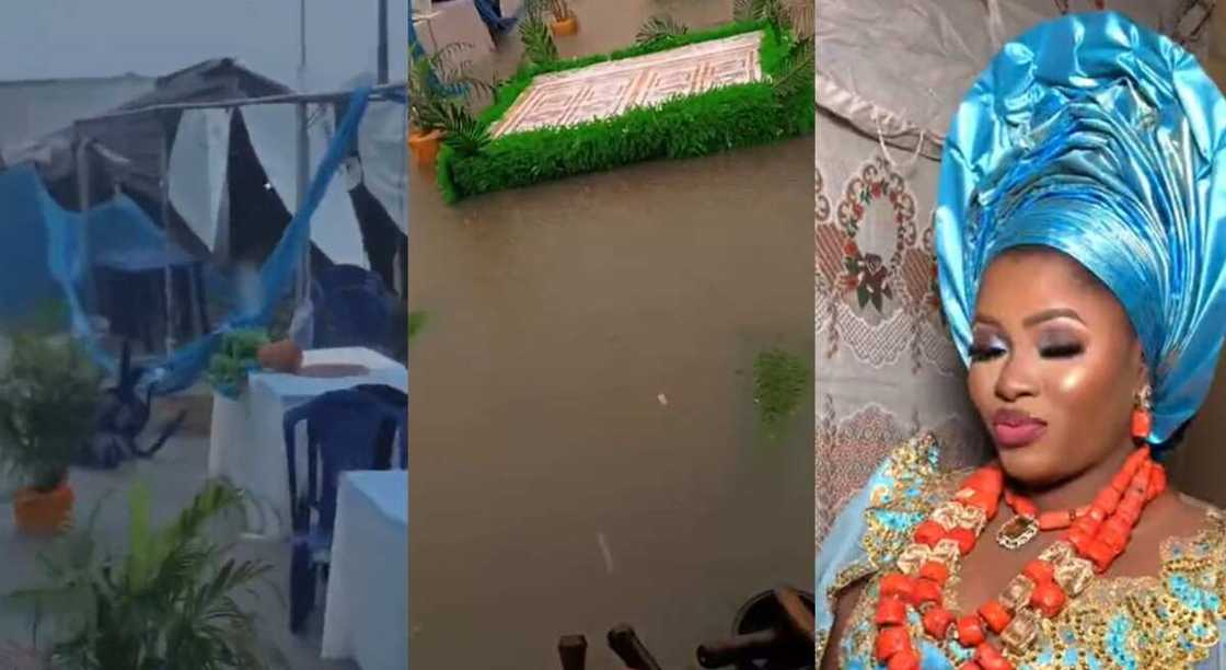 Photos of a Nigerian lady who wedding was disrupted by rain. Photos of a Nigerian lady who wedding was disrupted by rain.