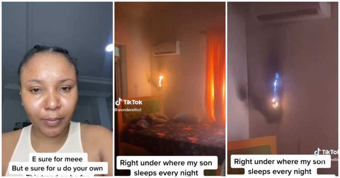 Nigerian woman, fire, wall, little son's room Nigerian woman, fire, wall, little son's room