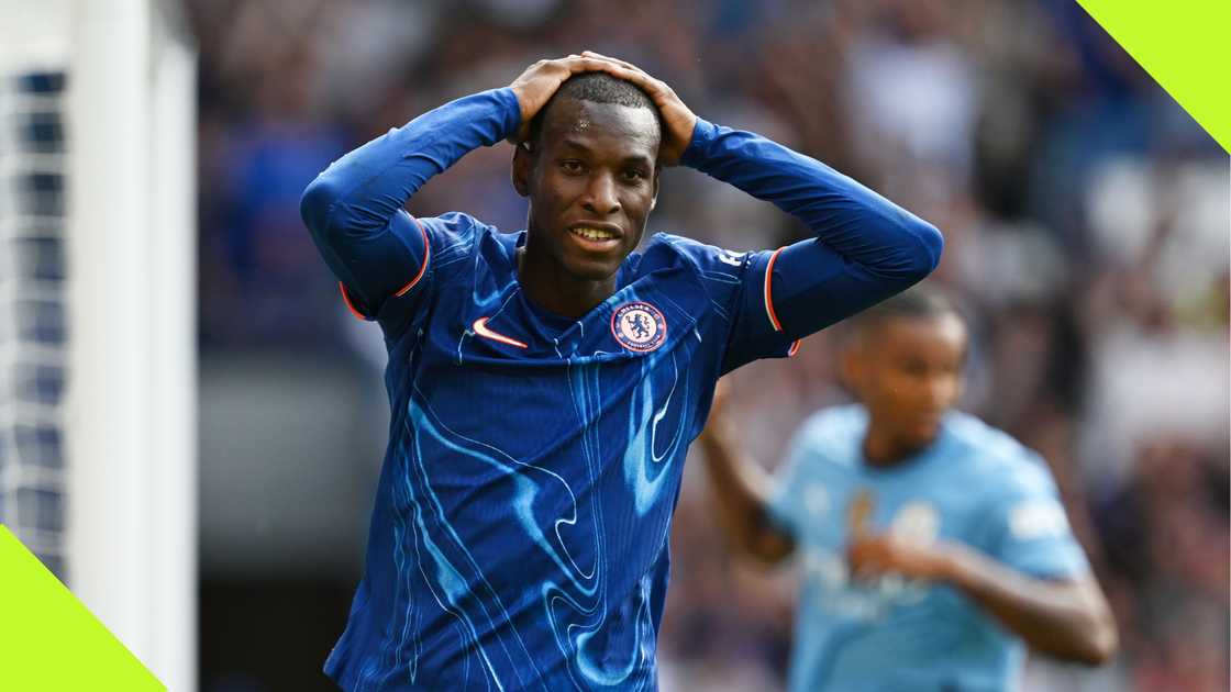 Nicolas Jackson during Chelsea's clash against Manchester City. Nicolas Jackson during Chelsea's clash against Manchester City.