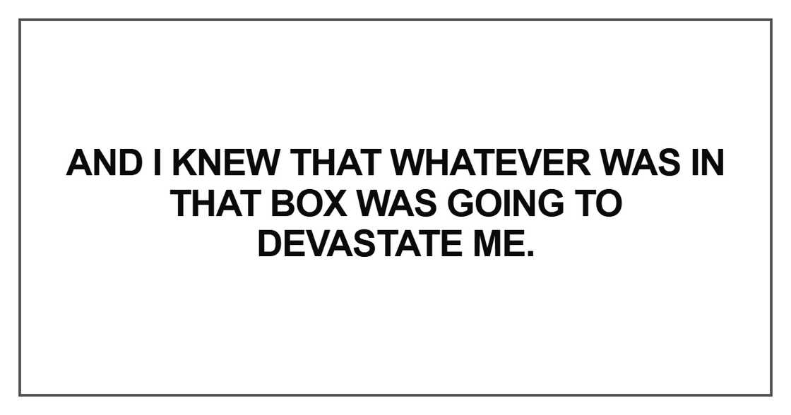 And I knew that whatever was in that box And I knew that whatever was in that box
