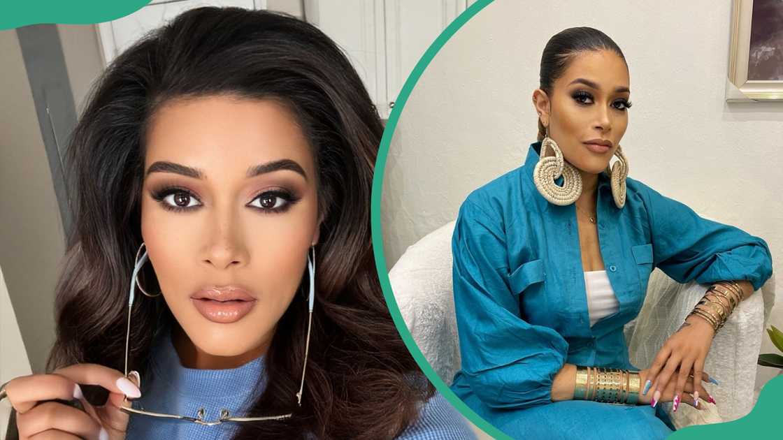 Adunni Ade with blue outfits