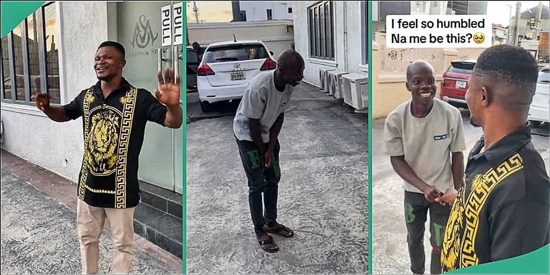 Fish pie seller Alex Evalsam amazed as man prostrates for him Fish pie seller Alex Evalsam amazed as man prostrates for him