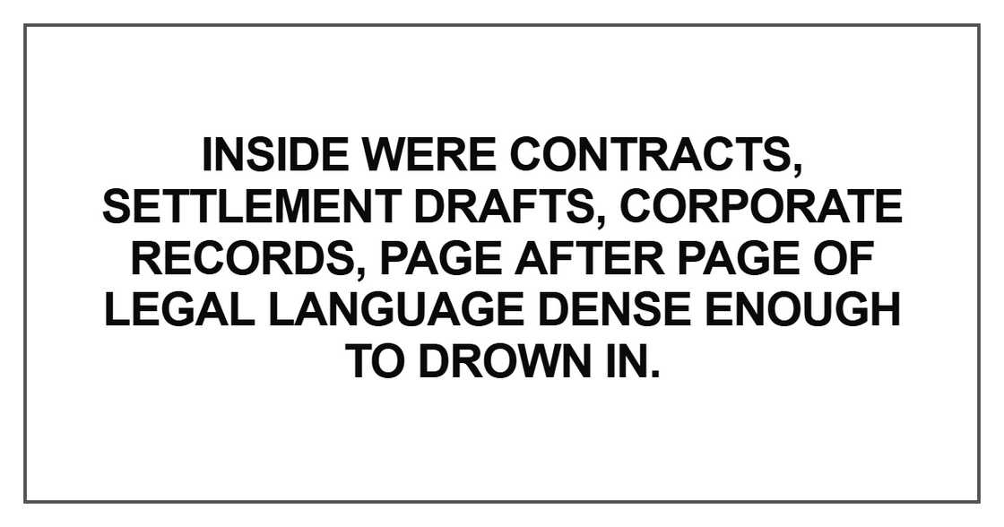 Inside were contracts, settlement drafts, corporate records, page