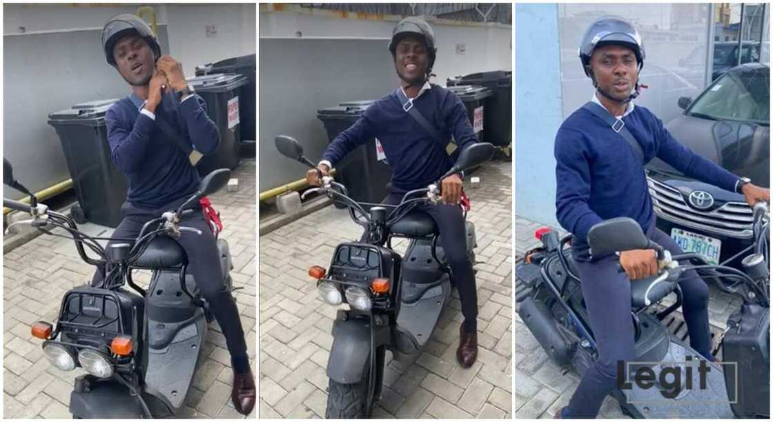 Lagos man gets a bike, rides to work, beats traffic.