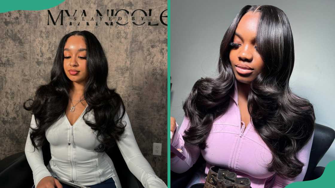 Long sleek voluminous blowout with middle part Long sleek voluminous blowout with middle part