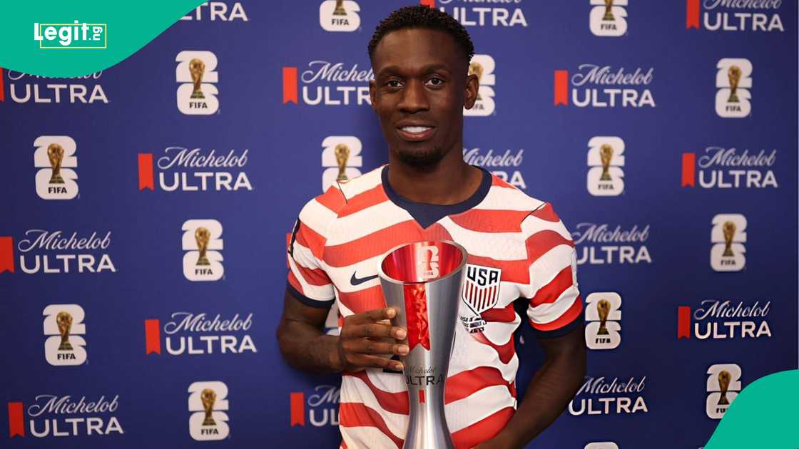 Folarin Balogun with the man of the match trophy. Photo by FIFA Folarin Balogun with the man of the match trophy. Photo by FIFA