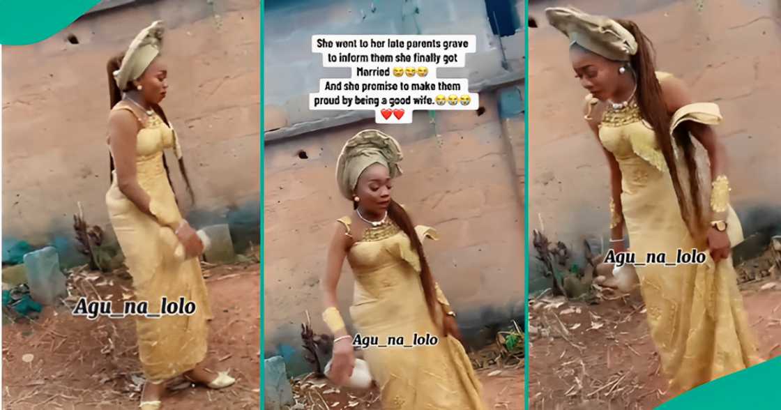 Bride Weeps as She Visits Parents’ Graveside On Wedding Day, Informs Them of Her Marriage Bride Weeps as She Visits Parents’ Graveside On Wedding Day, Informs Them of Her Marriage