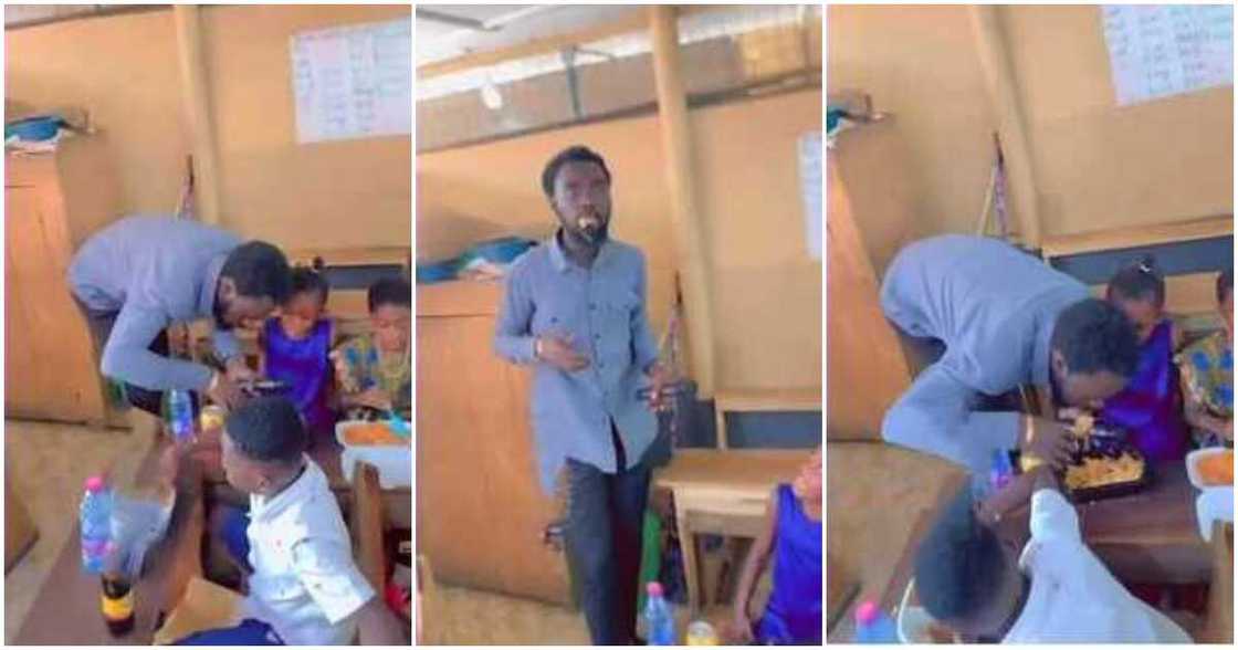 Class teacher, caught redhanded, eating pupil's food Class teacher, caught redhanded, eating pupil's food