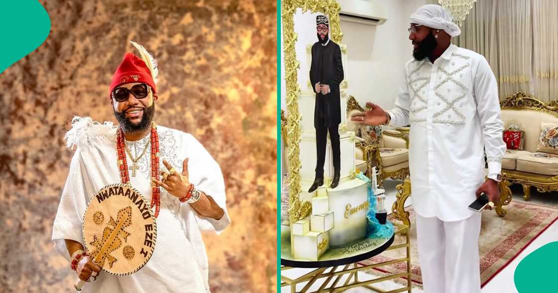 E-Money welcomes baker with his birthday cake to his house. E-Money welcomes baker with his birthday cake to his house.