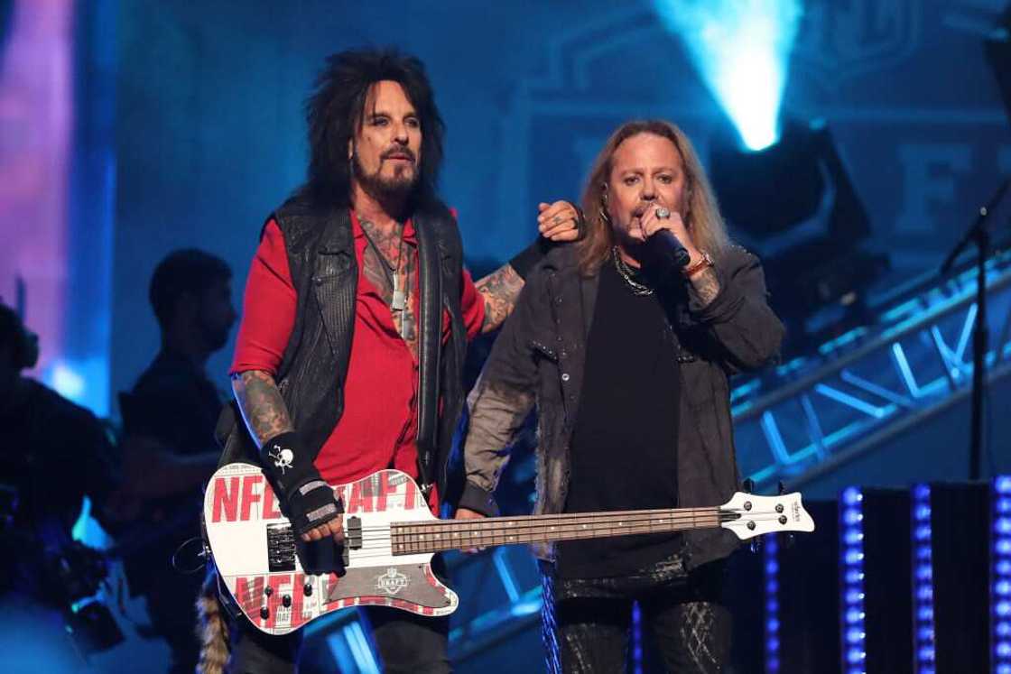 Vince Neil and Nikki Sixx of Motley Crue perform at Union Station Vince Neil and Nikki Sixx of Motley Crue perform at Union Station