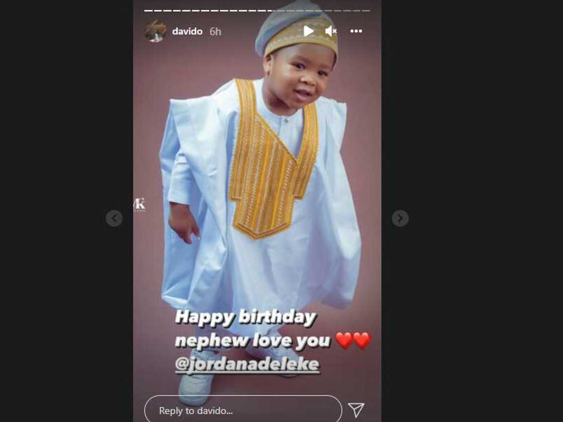 Davido's birthday message to BRed's son. Davido's birthday message to BRed's son.