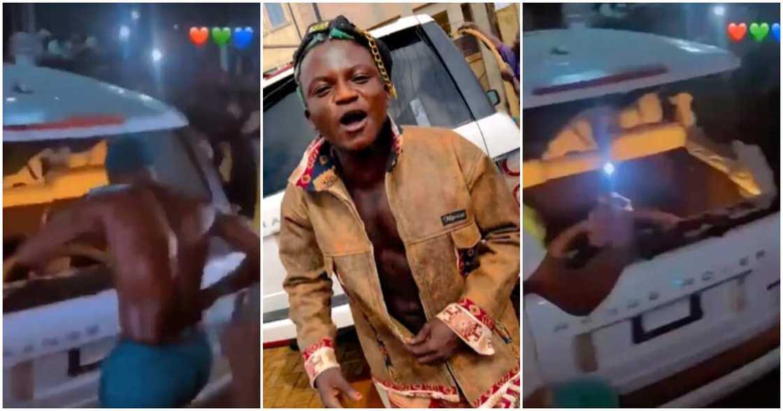 Photos of singer Portable and his vandalised car Photos of singer Portable and his vandalised car