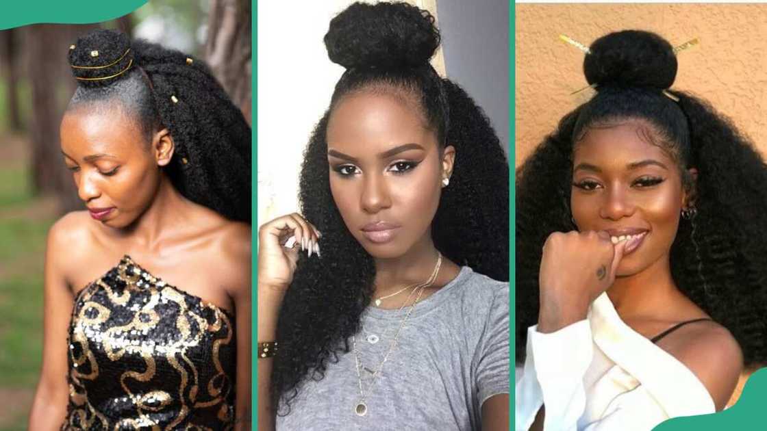 Half updo kinky bun Half updo kinky bun
