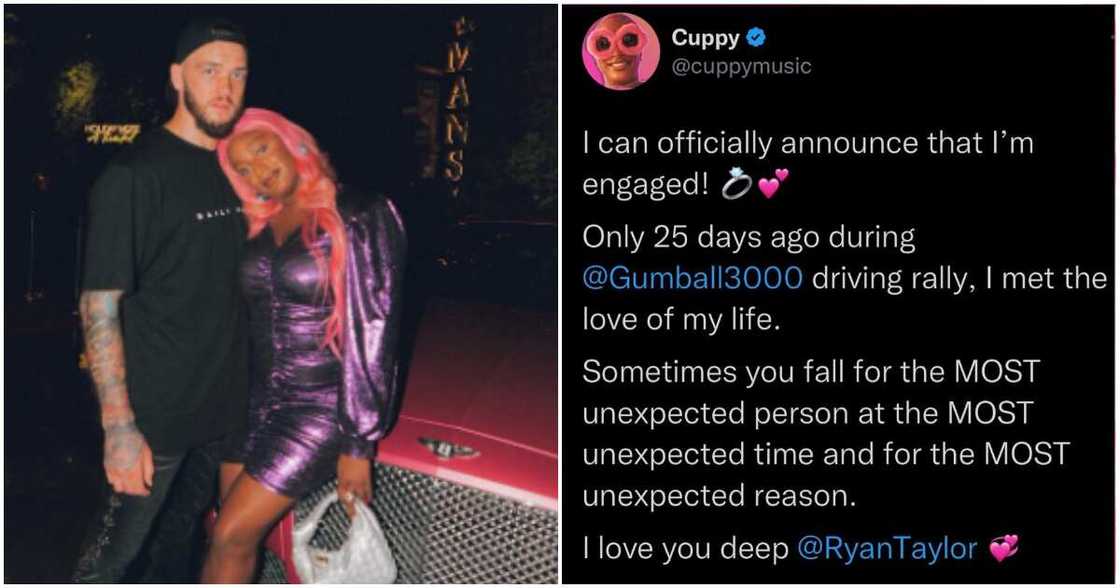 DJ Cuppy announces engagement to Ryan Taylor. DJ Cuppy announces engagement to Ryan Taylor.