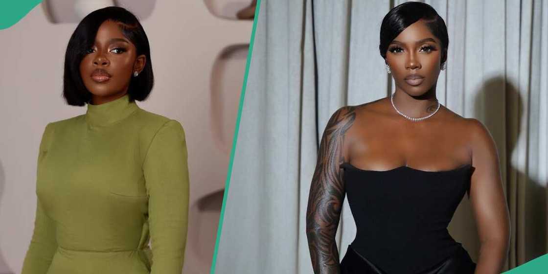 Diane Russet and Tiwa Savage rock similar outfits