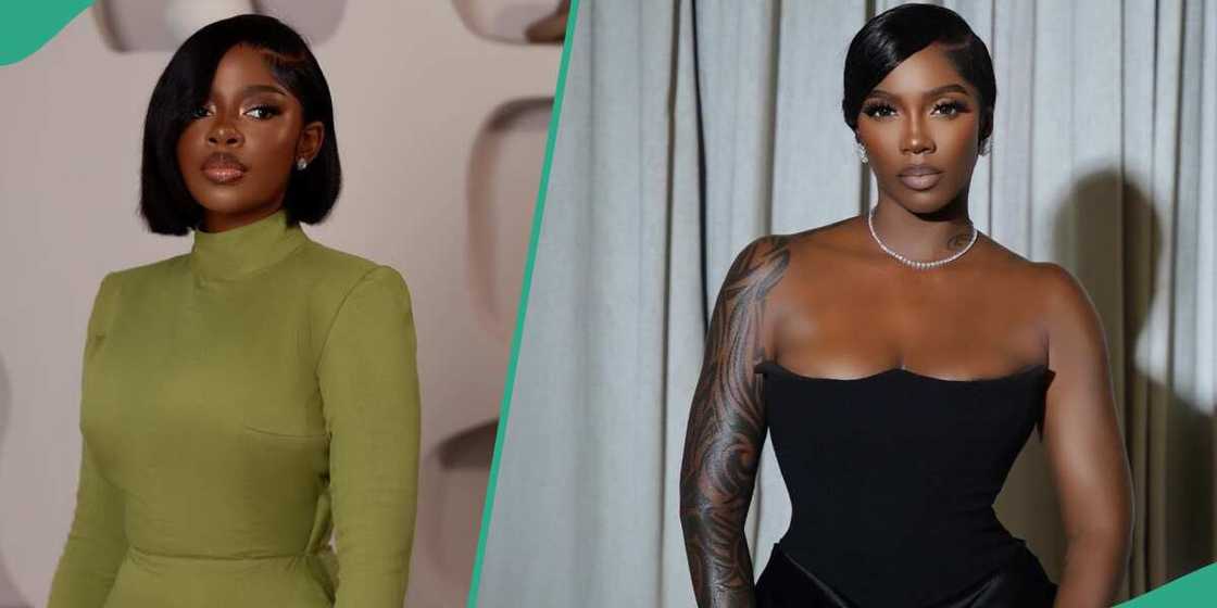 Diane Russet and Tiwa Savage rock similar outfits Diane Russet and Tiwa Savage rock similar outfits