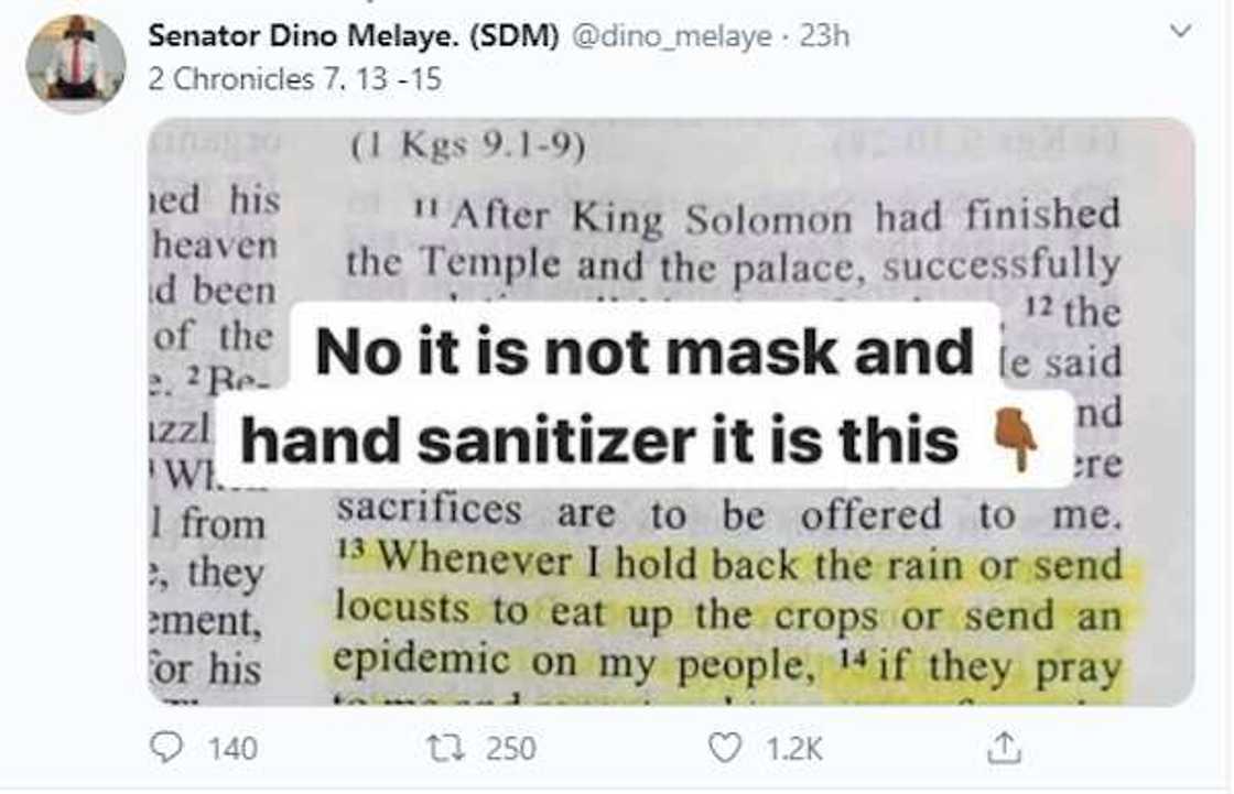 Dino Melaye ya bayyana ainahin abinda zai yi maganin cutar Corona a duniya Dino Melaye ya bayyana ainahin abinda zai yi maganin cutar Corona a duniya