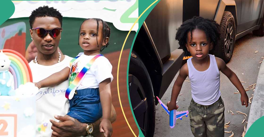 Wizkid’s son AJ trends online singing Yoruba Christian song during family outing; fans tease he may follow gospel music path; little boy sparks excitement with his adorable performance.