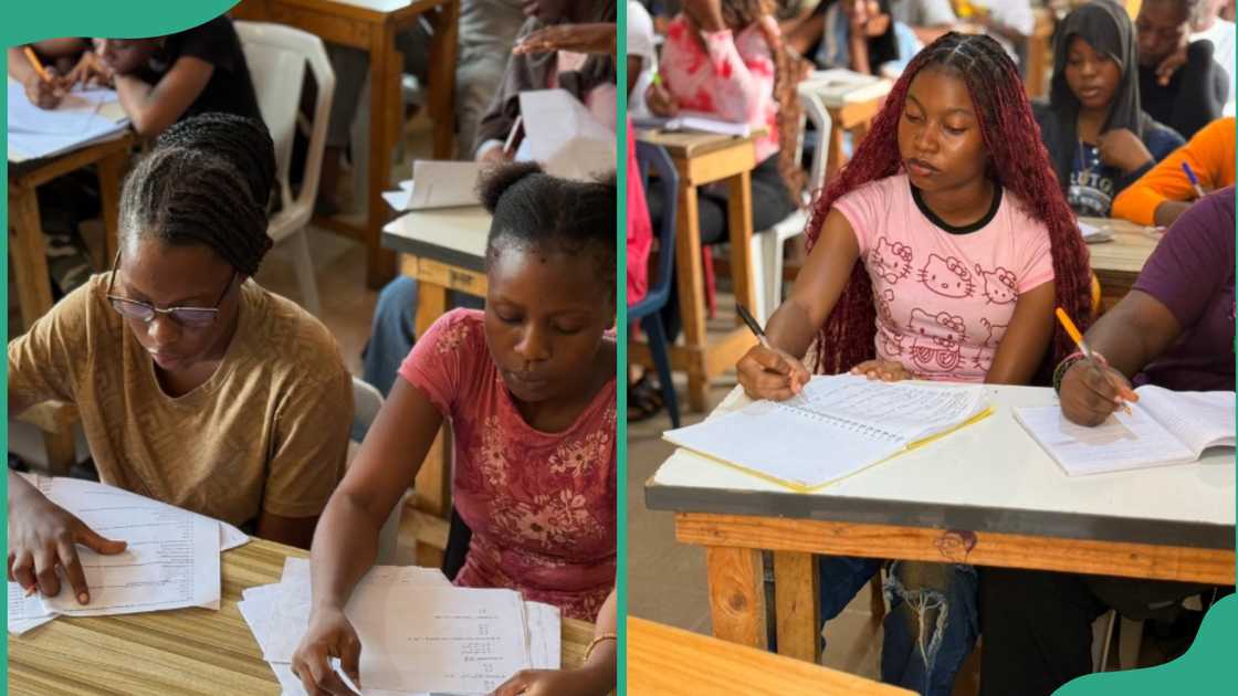 Nigerian students sitting for exams.