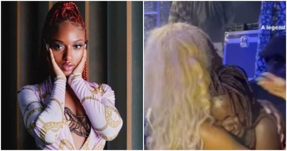 Singer Ayra Starr and a fan Singer Ayra Starr and a fan