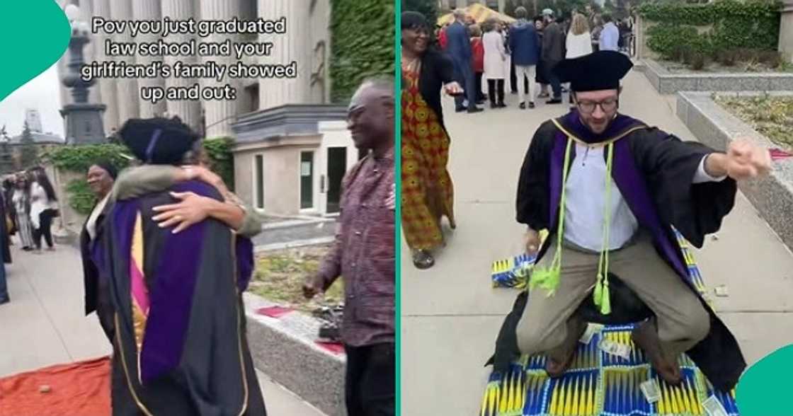 Oyinbo man celebrated by girlfriend's African family on his graduation day. Oyinbo man celebrated by girlfriend's African family on his graduation day.