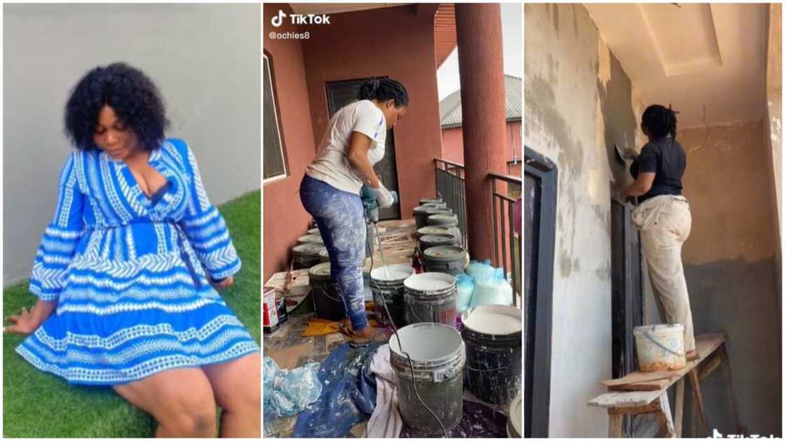 Female painters in Nigeria/the lady looks focused at work. Female painters in Nigeria/the lady looks focused at work.