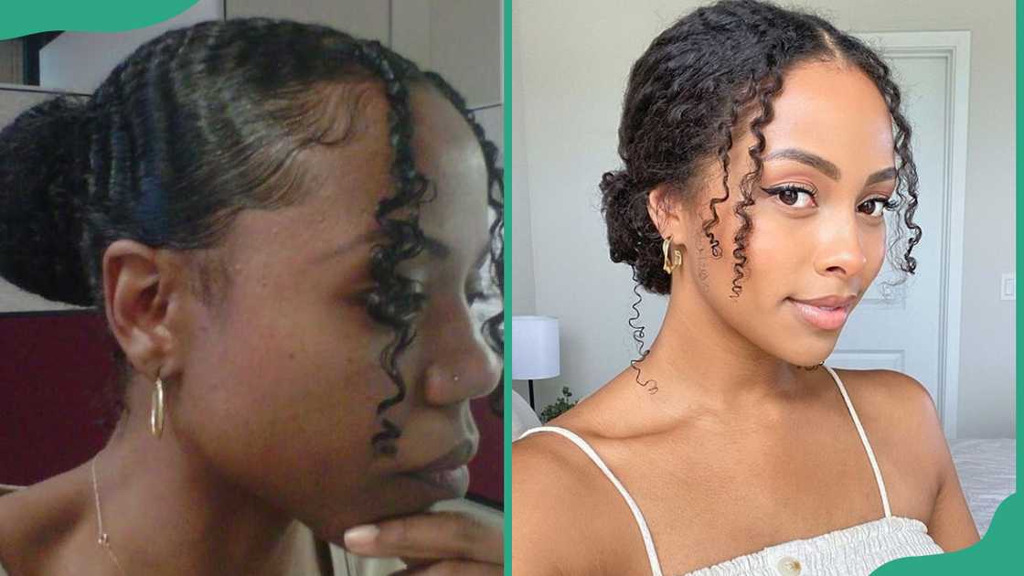 Low curly bun with loose curls Low curly bun with loose curls