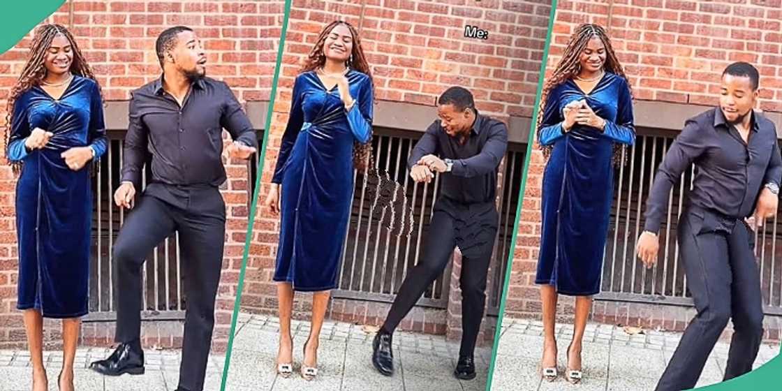 Man showcases dance moves for tall wife Man showcases dance moves for tall wife